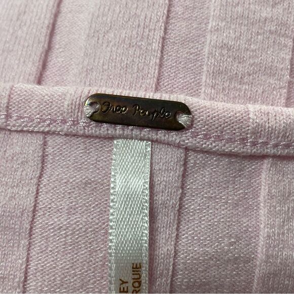 Free People Centeral Park Button Up Baby Pink Blouse Top Women's Size L - Picture 7 of 9